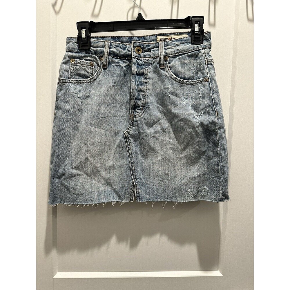 Pistola Skirt Women's XS Mini Denim Distressed Frayed Hem Skirt  Western Blue